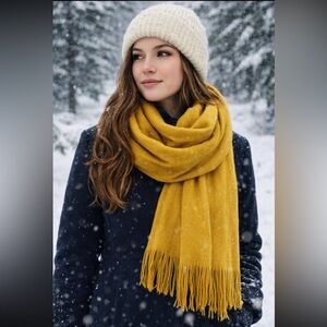 Rikka Mustard Yellow Knit Scarf. Extra Soft Bohemian | Nordstrom | Women’s OS.